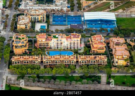 Hotel con oool a Palma di Padel, 04.01.2020, Luftbild, Spagna, Isole Baleari, Maiorca Foto Stock