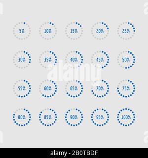 Grafici a torta, diagrammi di percentuale del cerchio di caricamento. Percentuale del grafico di avanzamento, illustrazione della progettazione del grafico di download Illustrazione Vettoriale