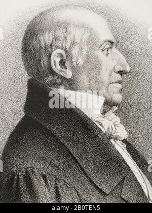 Gaspar Melchor De Jovellanos (1744-1811). Spagnolo neoclassico statista, autore e filosofo. Ritratto, dettaglio. Illustrazione di J. Cebrian. Litografia. Cronica Generale De España. Historia Ilustrada y Descriptiva de sus Provincias. Asturias e Leon, 1867. Foto Stock