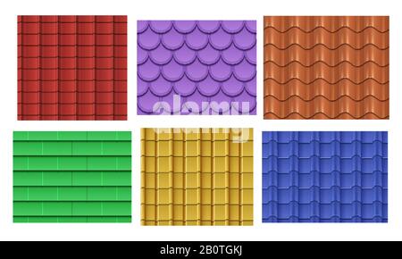 Tegole vettoriali senza cuciture. Illustrazione della collezione texture motivo ardesia per tetto Illustrazione Vettoriale