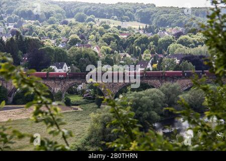 Ponte ferroviario nella foresta Witten Foto Stock