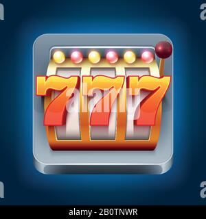 Icona di gioco di casinò vettore smartphone con slot machine 777 win. Slot machine per il gioco d'azzardo per illustrazione di casinò web Illustrazione Vettoriale