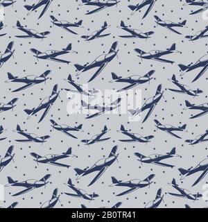Stelle e aeroplani disegno senza cuciture - avia texture senza cuciture. Illustrazione del vettore Illustrazione Vettoriale