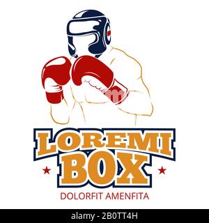 Design poster di boxe-atlet - banner sportivo colorato isolato su sfondo bianco . Illustrazione del vettore Illustrazione Vettoriale