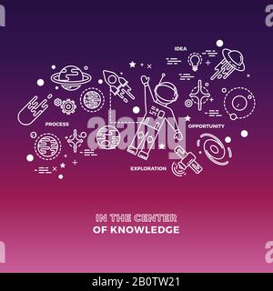 Concetto di scienza educativa COSMOS isolato su sfondo colorato. Illustrazione del vettore Illustrazione Vettoriale