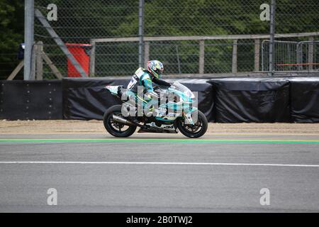 Alastair Seeley - Yamaha - Eha Yamaha (34) - Campionato Britannico Supersport 2019 Dickies. Brands Hatch, Druids Bend. Foto Stock