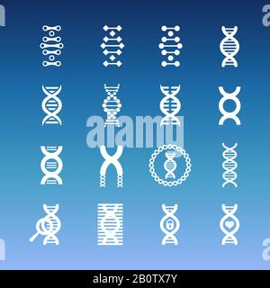 Icone vettoriali a spirale di DNA - Set di icone medicinali e biologiche. Illustrazione dell'elica medicale Illustrazione Vettoriale