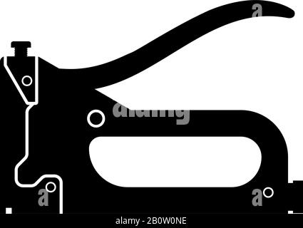 Strumenti Di Lavoro per la cucitrice da costruzione pistola per costruire icona nero immagine vettoriale semplice stile piatto Illustrazione Vettoriale