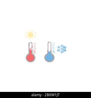 Raccolta vettoriale di icone di previsione meteo piatte - termometri Illustrazione Vettoriale