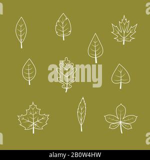 Set icone foglia autunno vettore Illustrazione Vettoriale