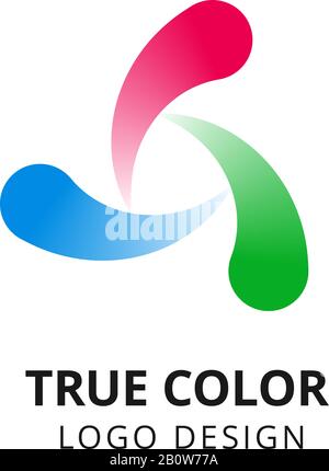 Logo Circle Swirl. Colorato emblema astratto rotondo. Design isolato con vettore a spirale a colori Illustrazione Vettoriale