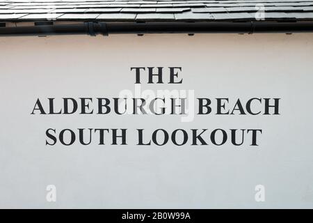 Parete Dell'Aldeburgh Beach South Lookout, Aldeburgh, Suffolk. REGNO UNITO Foto Stock