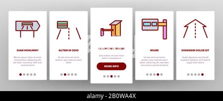 Toll Road Highway Icone Di Bordo Set Vector Illustrazione Vettoriale