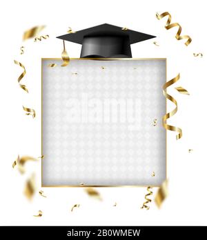 Cappellino del primo livello sopra la cornice fotografica. Vettore carta graduazione Illustrazione Vettoriale