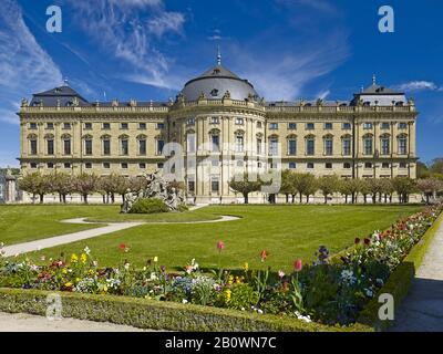 Hofgarten Con Wuerzburg Residence A Wuerzburg, Bassa Franconia, Baviera, Germania, Europa Foto Stock