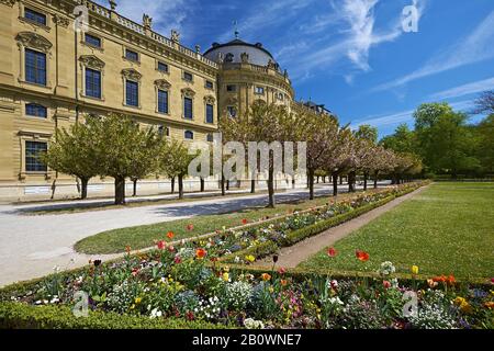 Hofgarten Con Wuerzburg Residence A Wuerzburg, Bassa Franconia, Baviera, Germania, Europa Foto Stock