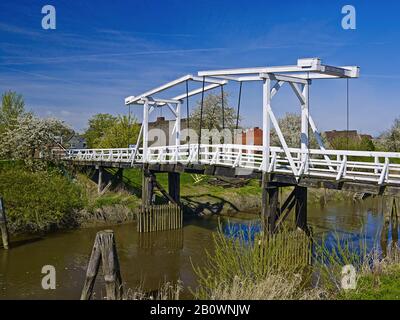 Hogendiekbrücke A Steinkirchen, Altes Land, Landkreis Stade, Bassa Sassonia, Germania, Europa Foto Stock