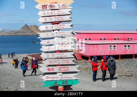 La Grande Muraglia Station, una base cinese di sceince sul re George Island nelle Isole Shetland del Sud, Antartide. Foto Stock