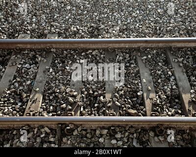 Vista Vintage della linea ferroviaria dettaglio struttura, concetto di trasporto carta da parati Foto Stock