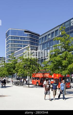 Marco-Polo-Terrassen E Kaiserkai, Hafencity, Amburgo, Germania, Foto Stock