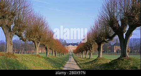 Castello Di Klütz Con Weidenallee A Klütz, Meclemburgo-Pomerania Occidentale, Germania, Foto Stock