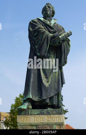 Monumento a Lutero a Prenzlau, Uckermark, Germania, Foto Stock