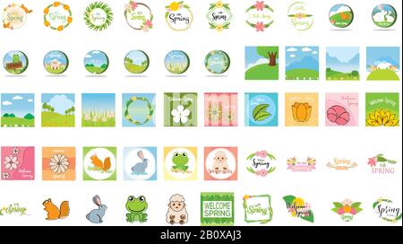 Serie di illustrazioni di una molla Illustrazione Vettoriale