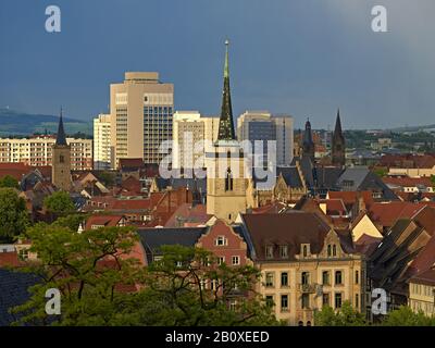 Torri del centro storico di Erfurt, Turingia, Germania, Foto Stock