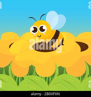 Carino bee cartoon Illustrazione Vettoriale