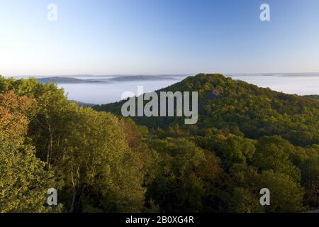 Vista dal castello di Wartburg, vicino a Eisenach, fino a Methistein, Turingia, Germania, Foto Stock