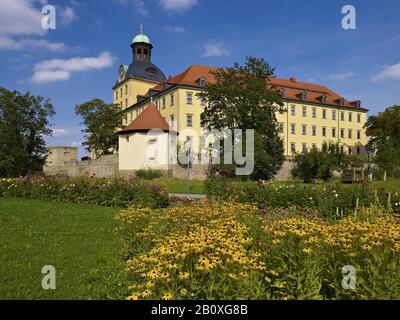 Castello di Moritzburg con giardino del palazzo, Zeitz, Sassonia-Anhalt, Germania, Foto Stock