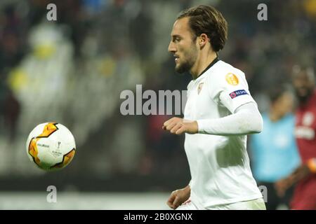 Cluj-NAPOCA, ROMANIA - 20 FEBBRAIO: La UEFA Europa League round di 32 prima tappa partita tra cfr Cluj e Sevilla FC al Dr.-Constantin-Radulescu-Stadium il 20 febbraio 2020 a Cluj-Napoca, Romania. (Foto per MB Media) Foto Stock