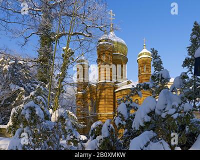 La cappella ortodossa russa nel cimitero storico, Weimar, Turingia, Germania, Foto Stock