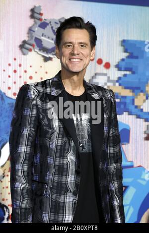 12 febbraio 2020, Westwood, CA, USA: Los ANGELES - 12 FEBBRAIO: Jim Carrey allo Screening speciale 'Sonic The Hedgehog' al Village Theatre il 12 febbraio 2020 a Westwood, CA (Credit Image: © Kay Blake/ZUMA Wire) Foto Stock