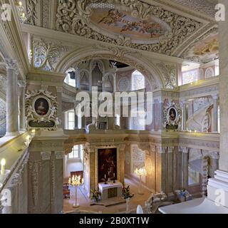 Vista interna della chiesa del castello di Eisenberg, Turingia, Germania, Foto Stock