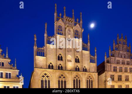 Municipio di Prinzipalmarkt in serata, Germania, Renania Settentrionale-Vestfalia, Muensterland, Munster Foto Stock