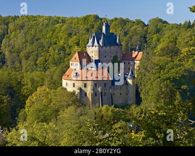 Castello Kriebstein nella valle dello Zschopau, Sassonia, Germania, Foto Stock