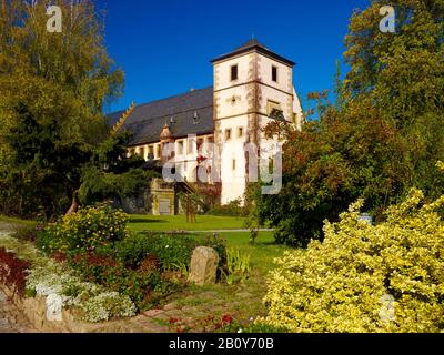 Edificio abbaziale e sindacale, monastero di Maria Bildhausen vicino a Münnerstadt, Bassa Franconia, Rhön, Baviera, Germania, Foto Stock