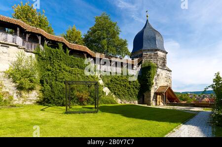 Lehlauben o torre delle streghe della fortificazione cittadina, Kronach, alta Franconia, Baviera, Germania, Foto Stock