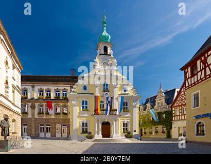 Vecchio municipio alla piazza del mercato di Kulmbach, alta Franconia, Baviera, Germania, Foto Stock