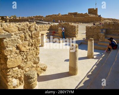 Sinagoga sulla fortezza ebraica Masada sul Mar Morto, Israele, Foto Stock
