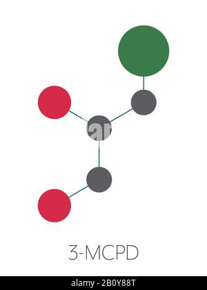 Molecola di 3-MCPD cancerogena per il sottoprodotto alimentare, illustrazione Foto Stock