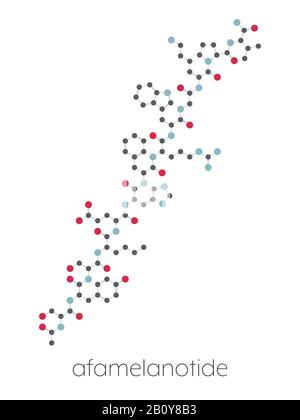 Afamelanotide o molecola di farmaco fotoprotettivo, illustrazione Foto Stock