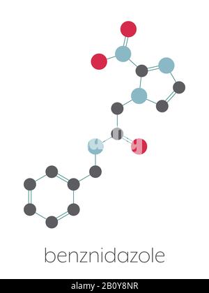 Molecola di farmaco anti-parassita di Benznidazolo, illustrazione Foto Stock