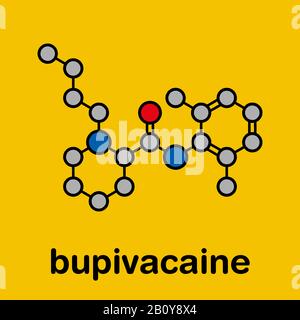 Bupivacaina molecola di farmaco anestetico epidurale, illustrazione Foto Stock