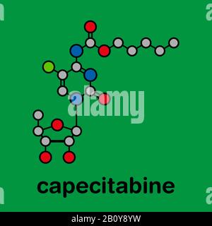 Molecola di farmaco per il cancro alla capecitabina, illustrazione Foto Stock