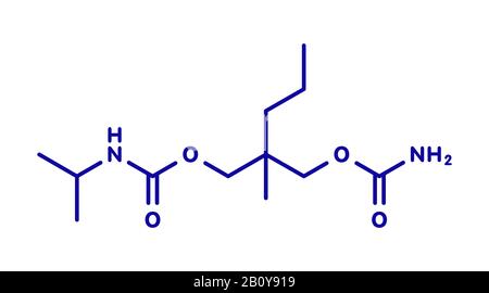 Molecola di farmaco di Carisoprodol, illustrazione Foto Stock