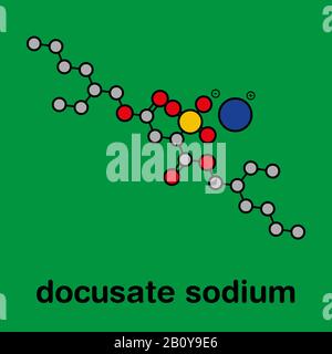 La molecola di farmaco di sodio di Docusate, illustrazione Foto Stock