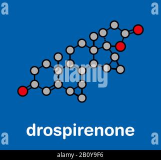 Molecola di farmaco contraccettivo Drospirenone, illustrazione Foto Stock