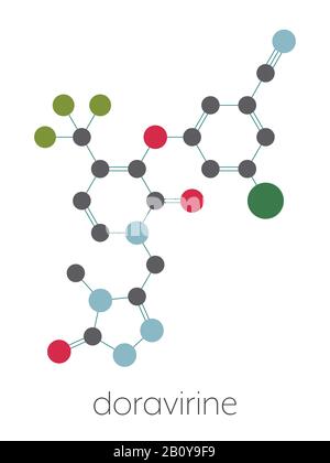 Doravirine molecola di farmaco HIV, illustrazione Foto Stock
